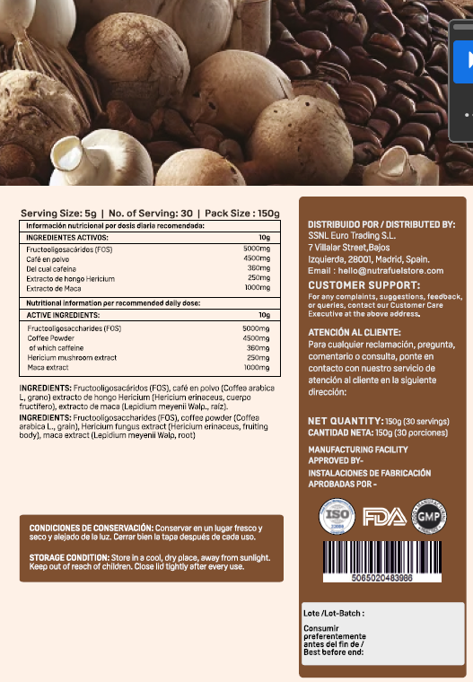 NutraFuel Mind & Body Mushroom Coffee Powder